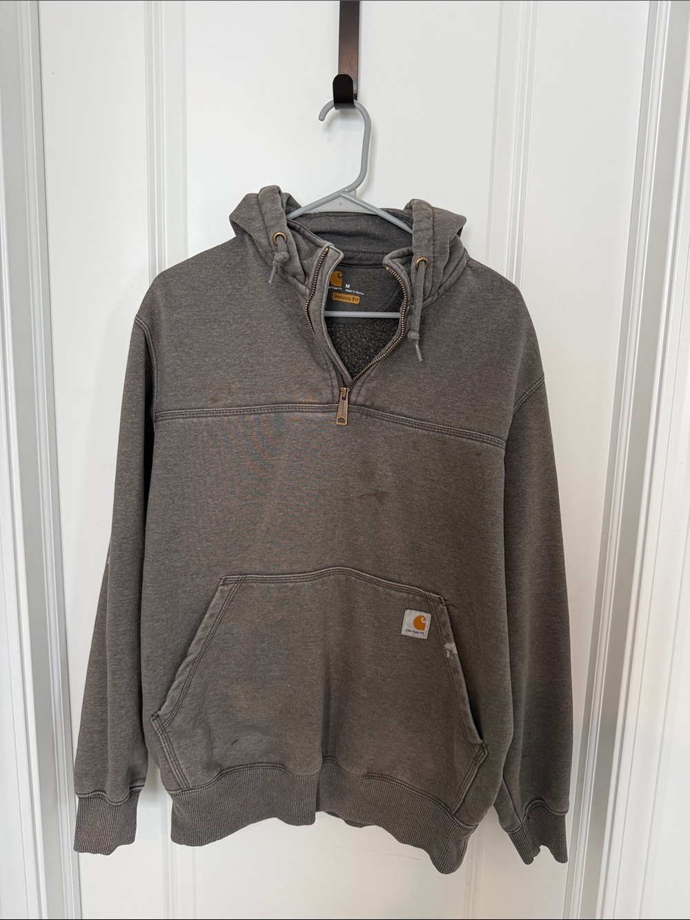 Carhartt Gray Half-Zip Hooded Sweatshirt